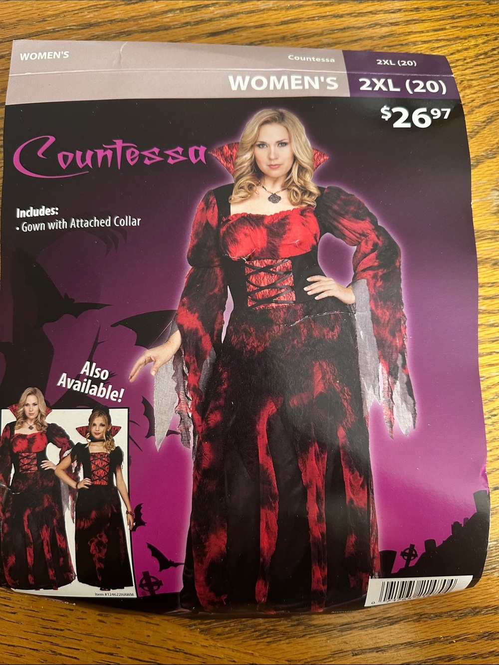 Countessa Women's Red and Black Halloween Gown Costume - 2XL
